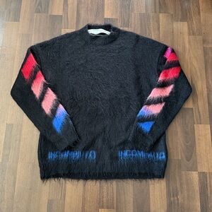 Off-White Black Sweater with Red and Blue Details